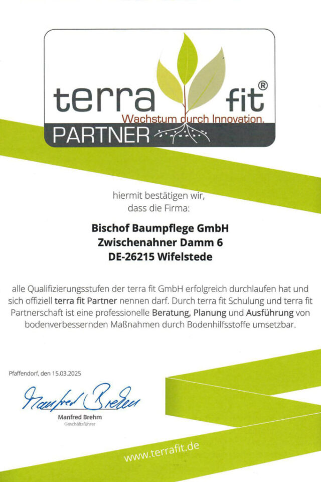 Bischof Baumpflege ist terra fit Partner.